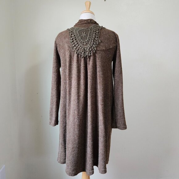 Pretty Angel Knit Cardigan Duster Brown Crochet S Small Vintage Y2K Whimsygoth - Picture 6 of 11